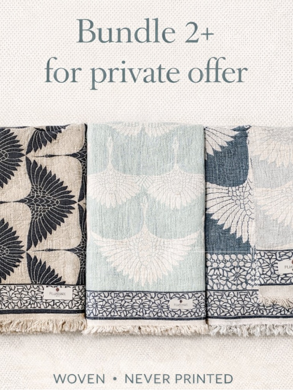 Blue Royale Dove Gray Birds In Flight Crane Throw Size Blanket Organic Cotton
